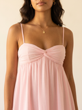Sophia Chiffon Mini Jurk — Poederroze